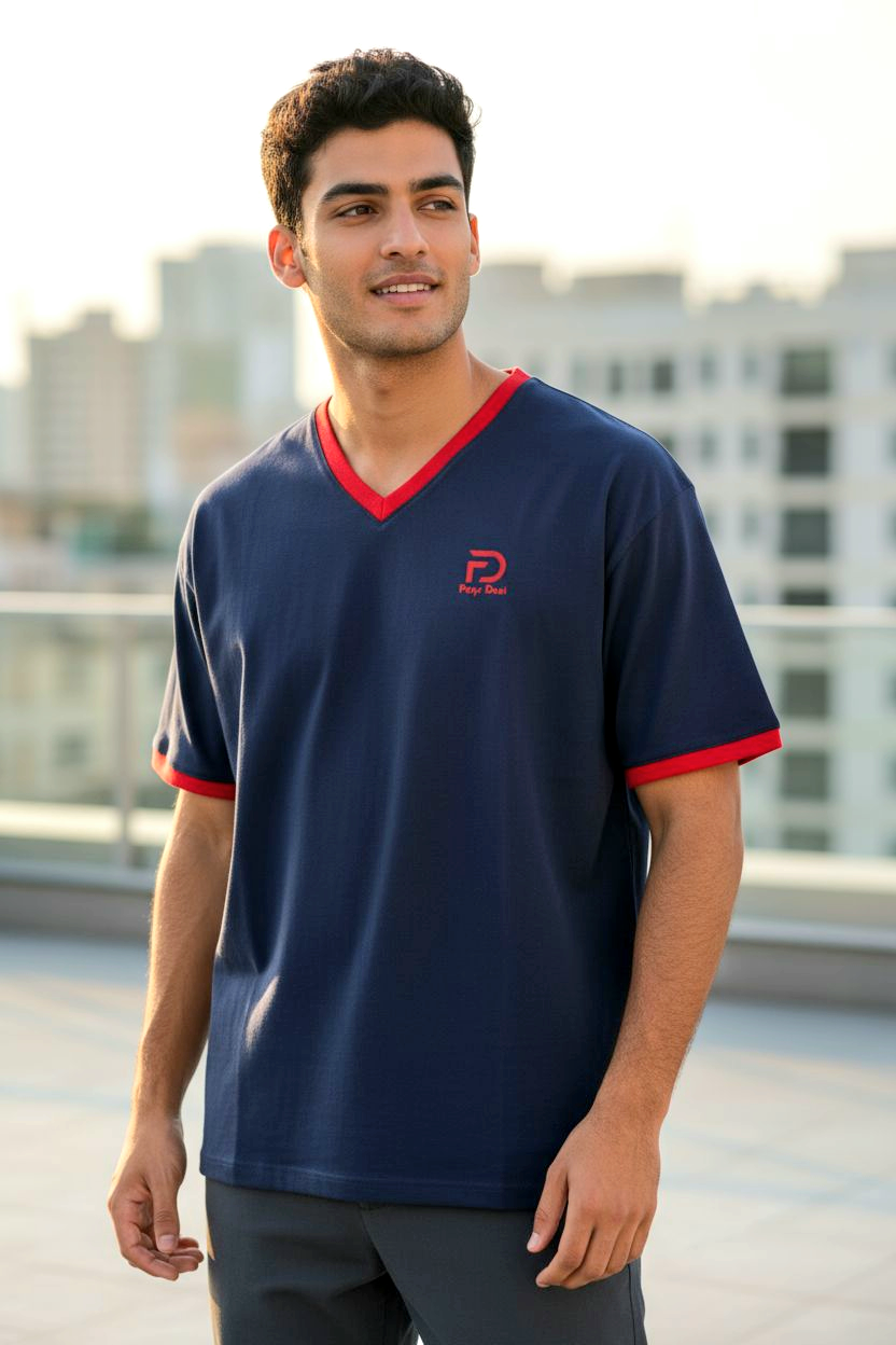 FD Men's Blue with Red Collar