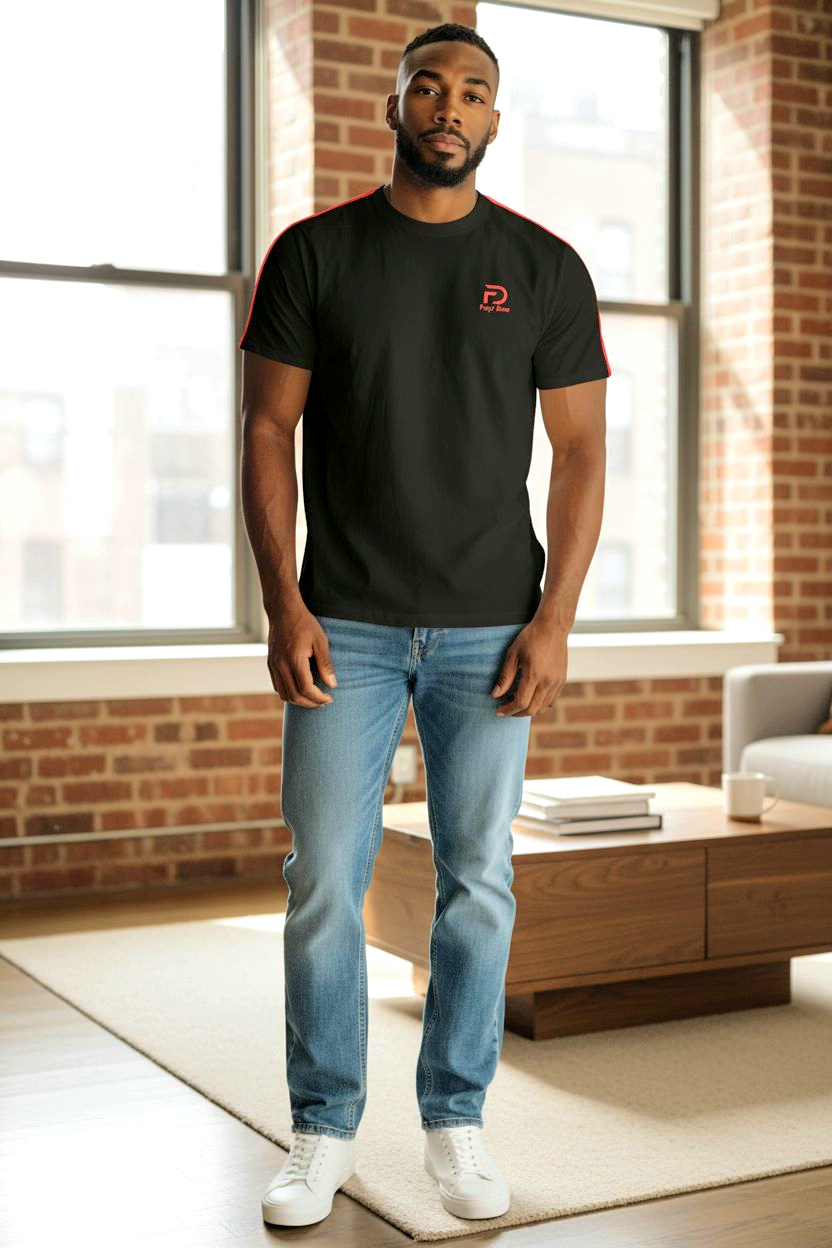 FD Men's Black with Red Stripe on Shoulder
