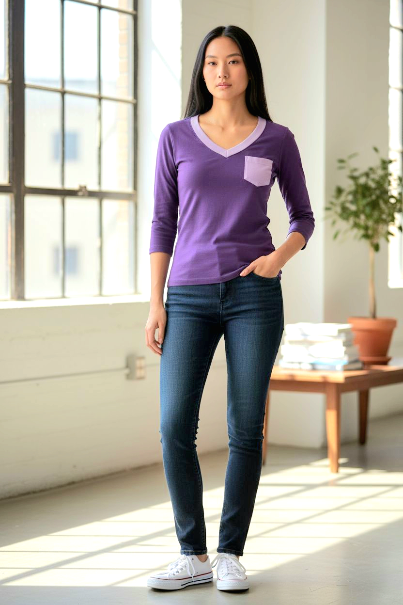 FD Purple Tee with lilac pocket