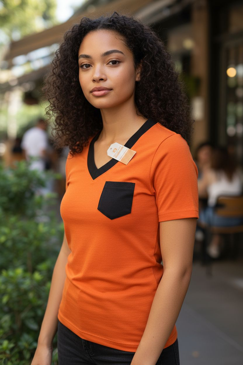 FD Orange Tee with Blue Pocket & Collar