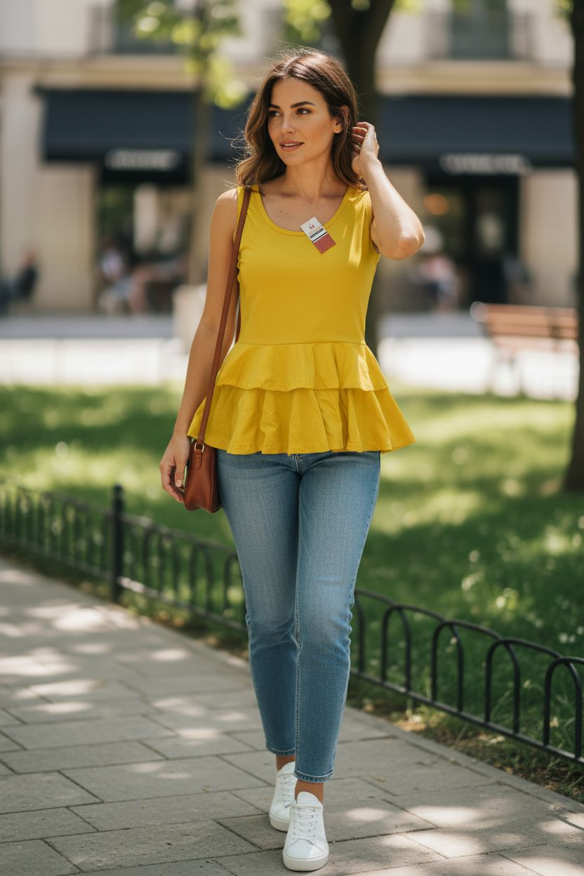 Ladies Sleeveless Peplum Blouse