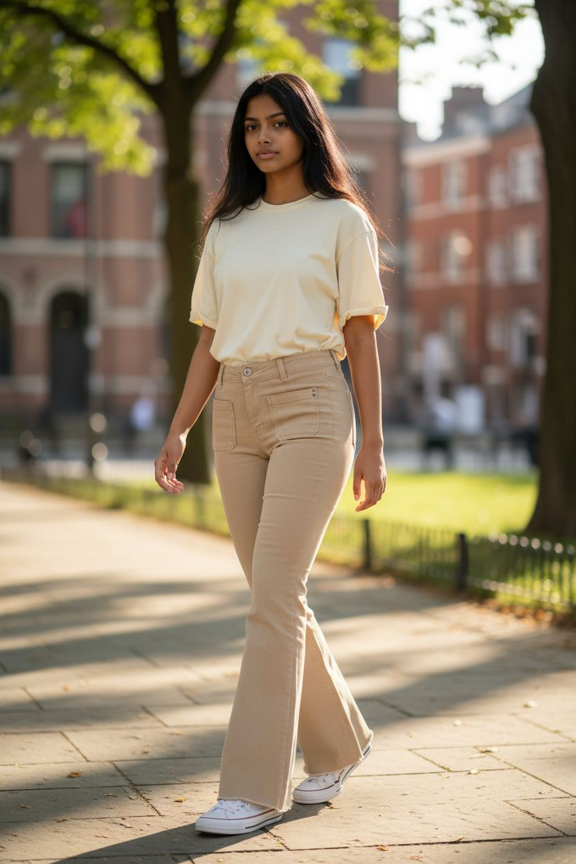 FD Wide Leg Jeans - Beige