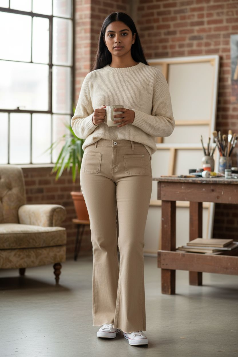 FD Wide Leg Jeans - Beige